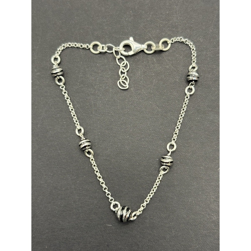 New Condition 7" Sterling Silver Bead Bracelet Lobster G1
